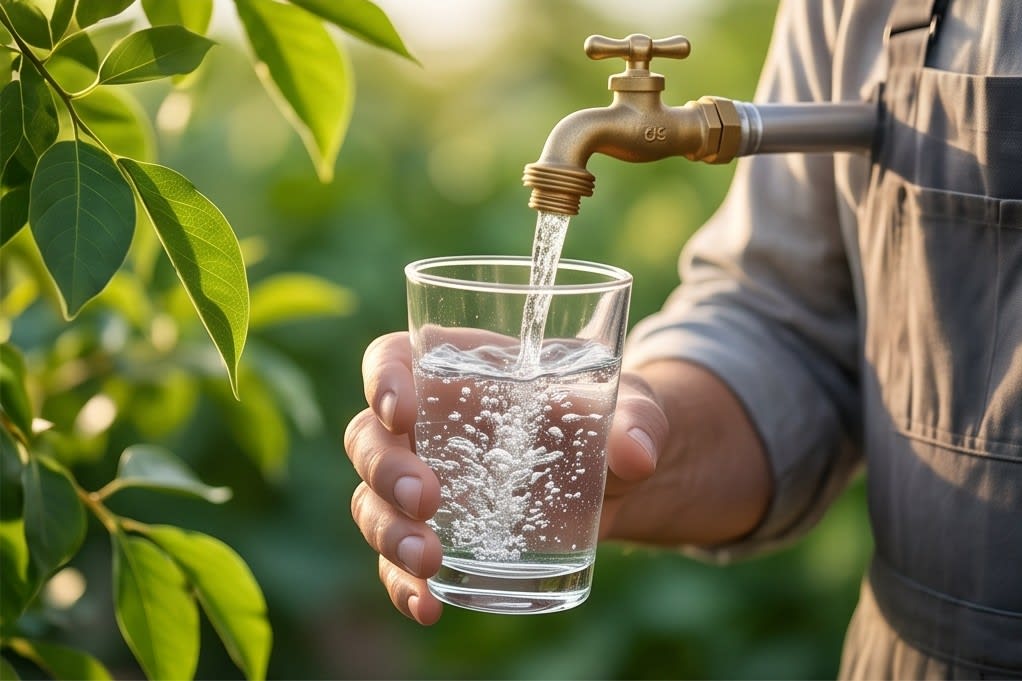 Clear and clean purified water treated through the equipment