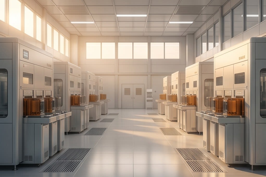 A precision cleanroom view of an advanced semiconductor process