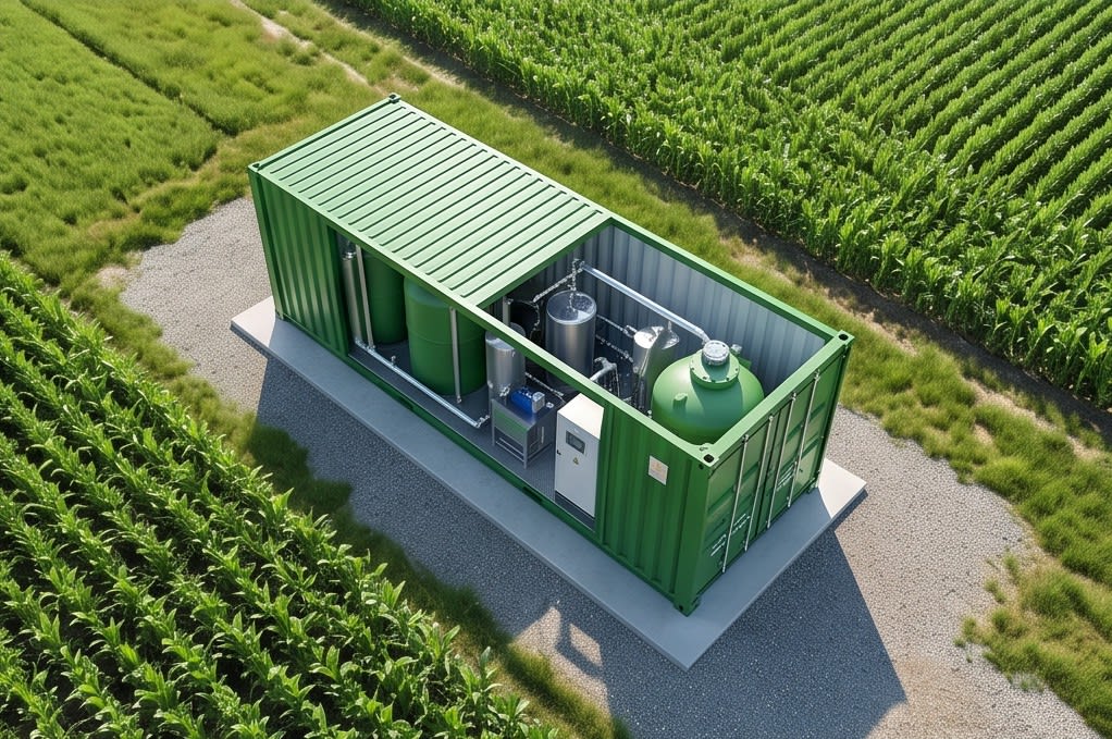 Compact container equipment installed in the middle of farmland