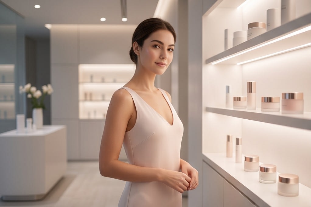 A model standing inside a modern store