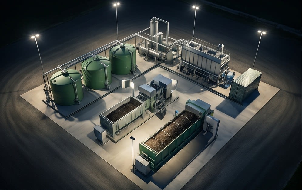 Bird's-eye view of customized odor control facilities for each composting process