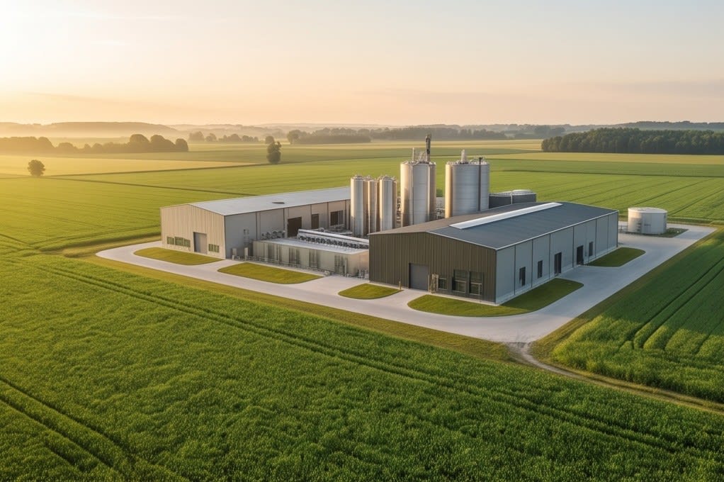 View of an eco-friendly industrial refining facility