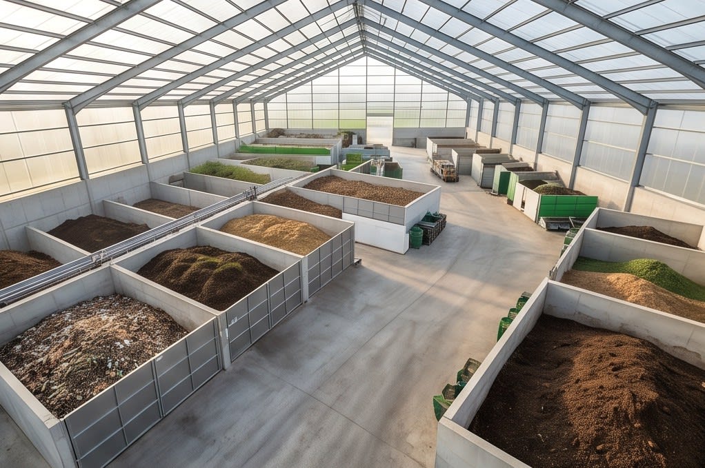Systematic composting and curing process facility