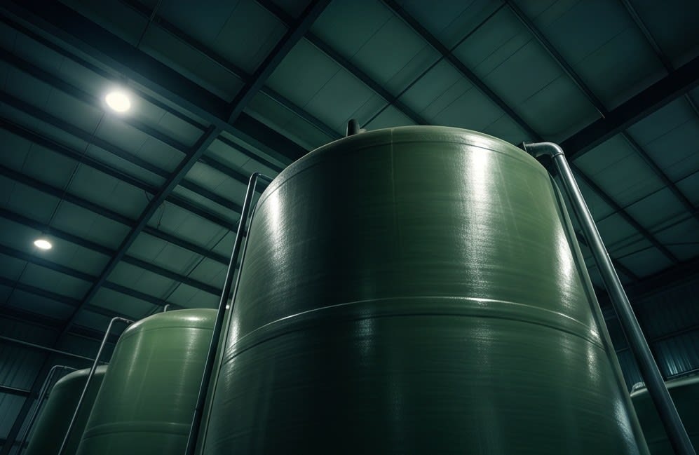 Large organic material storage tank facility