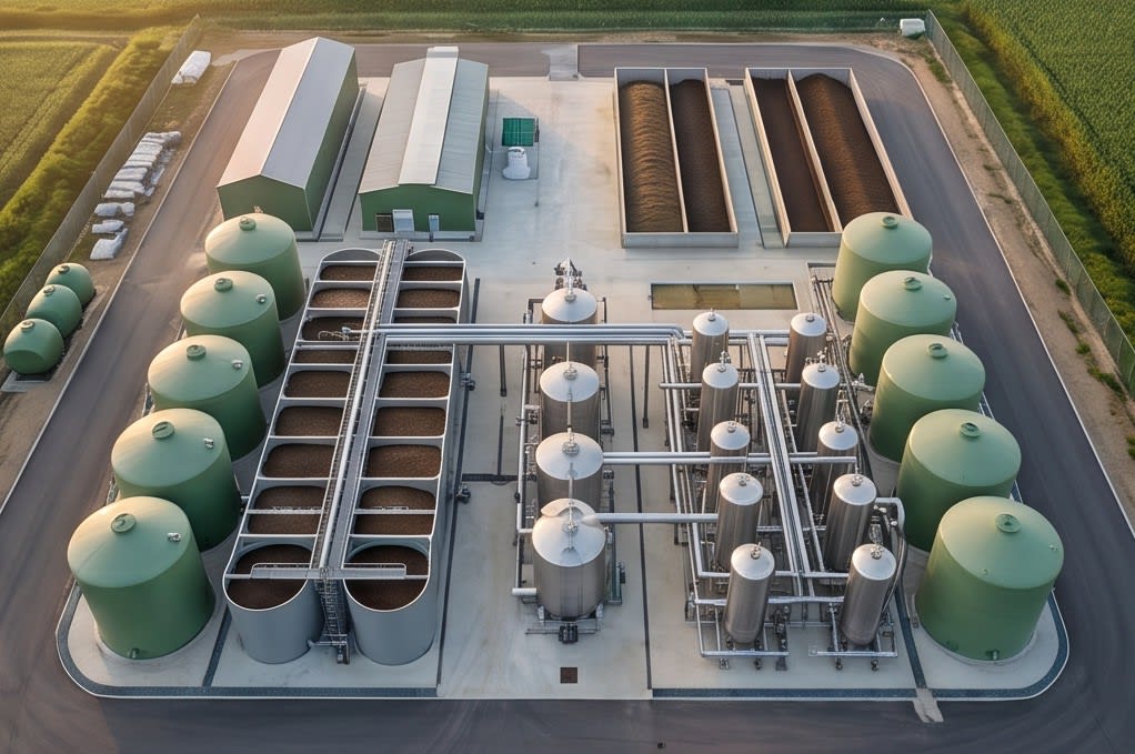 View of a composting liquid fertilizer purification plant