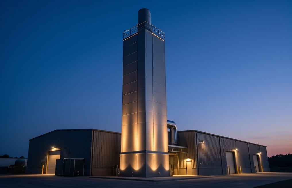 View of a deodorization tower with advanced technology applied