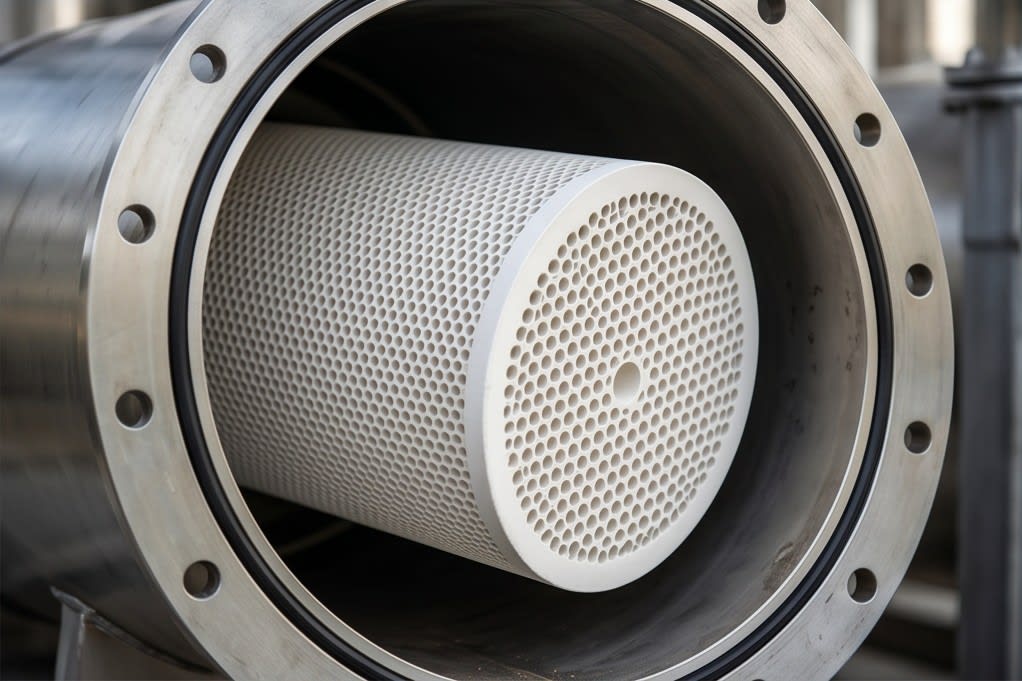 Cross section of a honeycomb ceramic filter