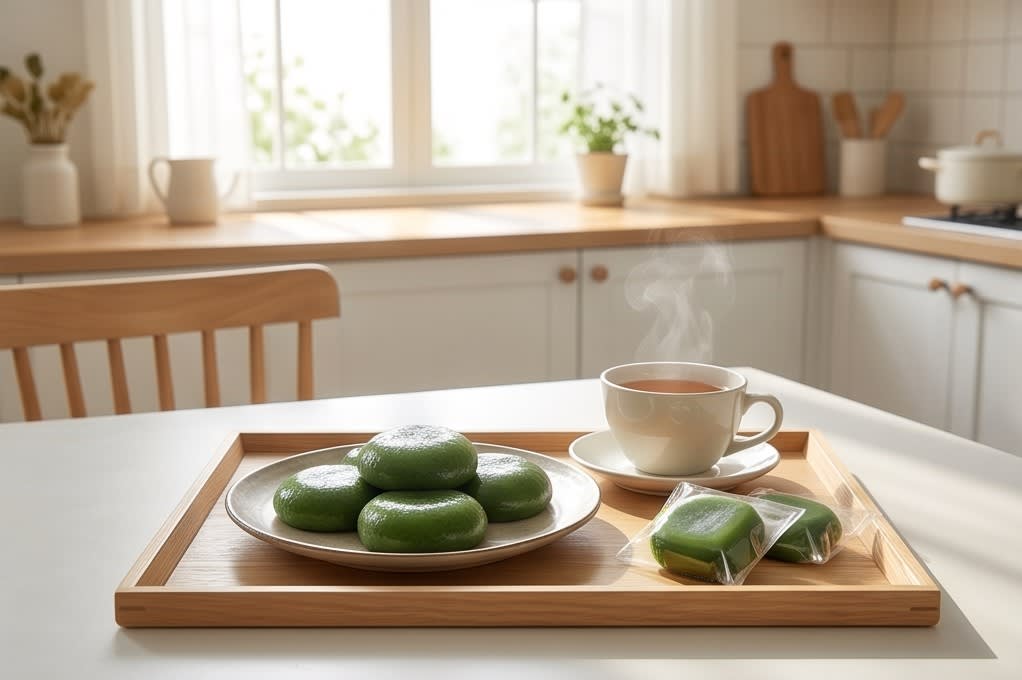 따뜻한 햇살 아래 여유로운 아침을 선사하는 모시떡