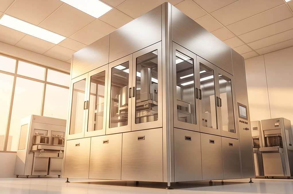 Large automated equipment inside a cleanroom