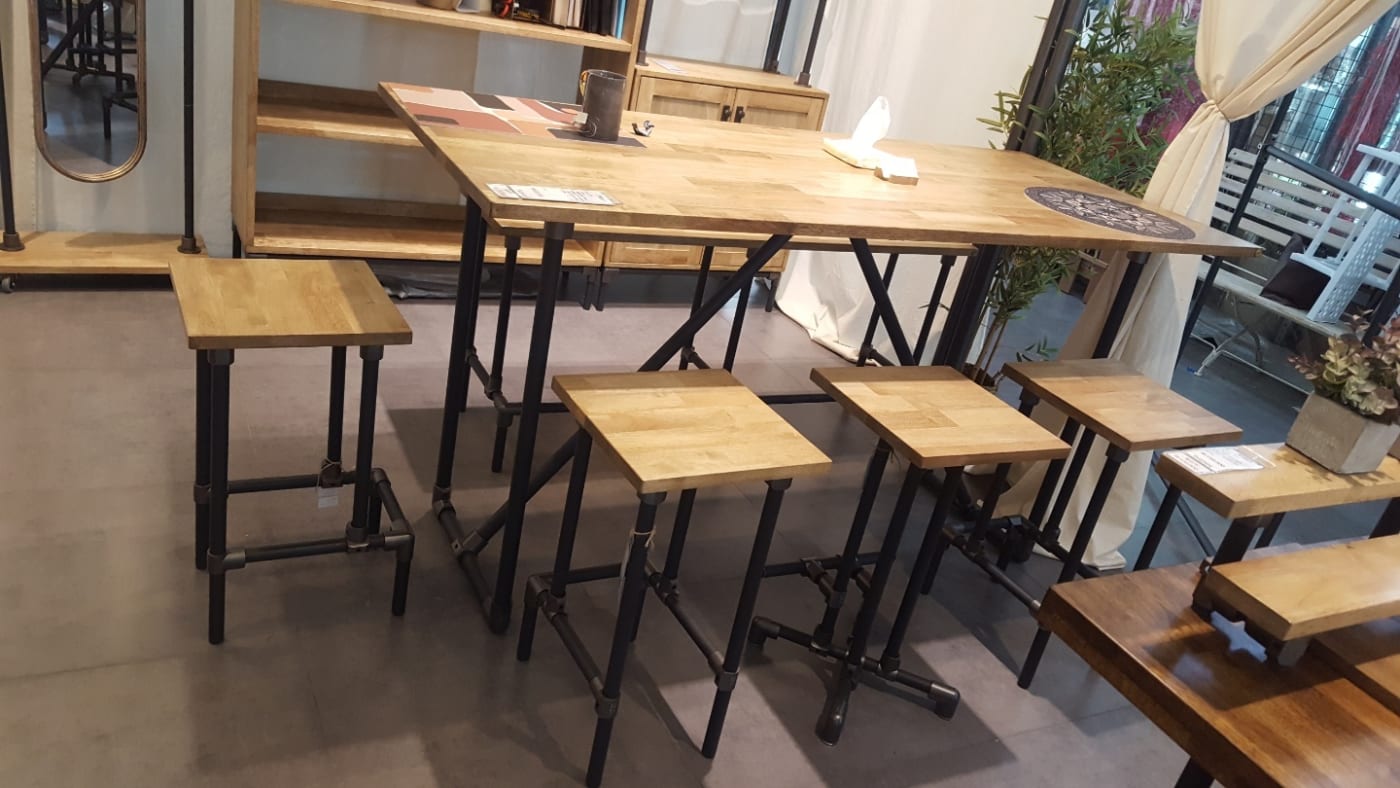 블랙 파이프 하이 테이블 세트
