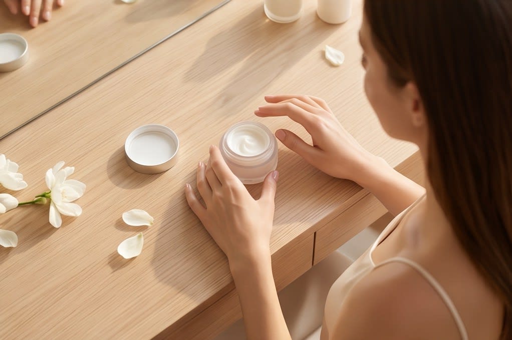 Goddess Collagen Cream on a vanity table