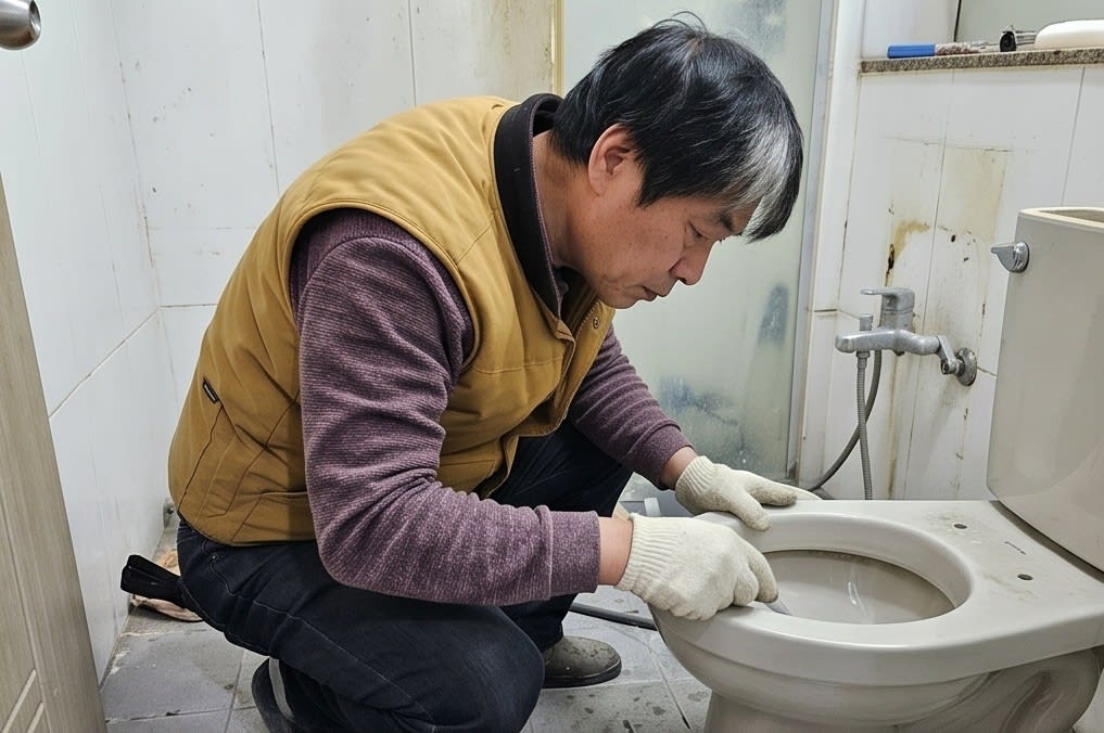 변기 내부 수압 및 배수 상태 점검