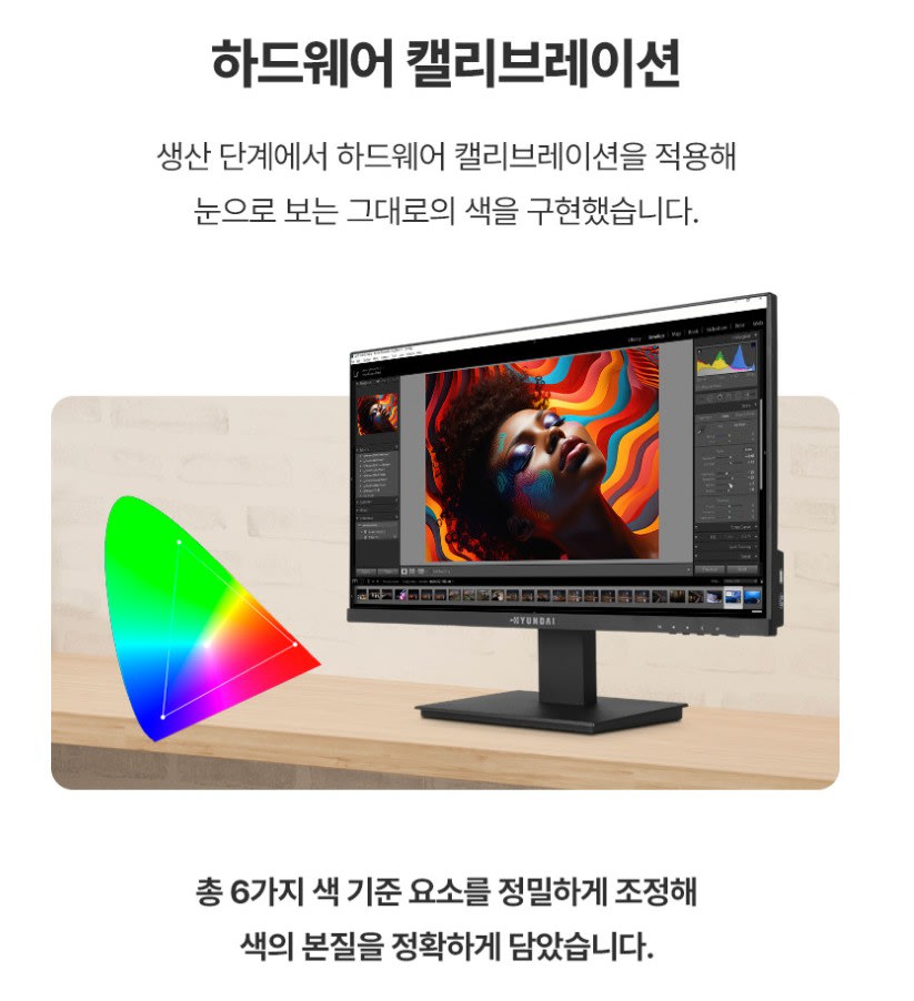정밀한 하드웨어 캘리브레이션으로 왜곡 없는 리얼 컬러를 구현하는 현대모니터