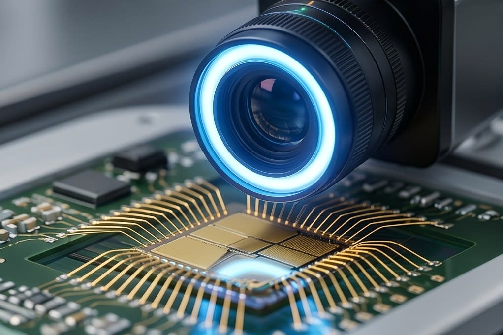 Real-time precision inspection of an ultra-fine circuit board by a machine vision camera
