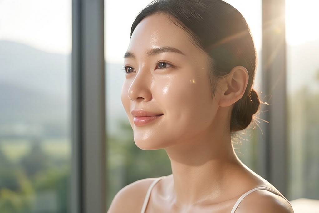A translucent skin glow that lasts all day