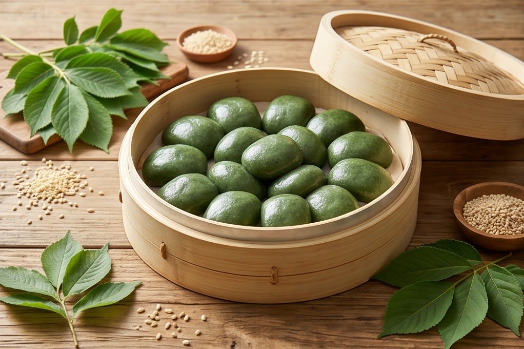 신선한 모시잎 원재료