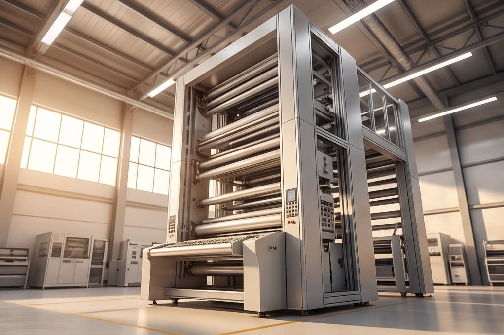 Large vertical equipment in a modern factory