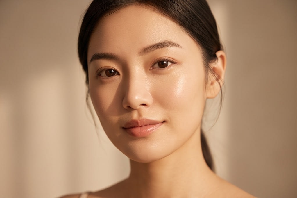 Model with healthy and glowing skin