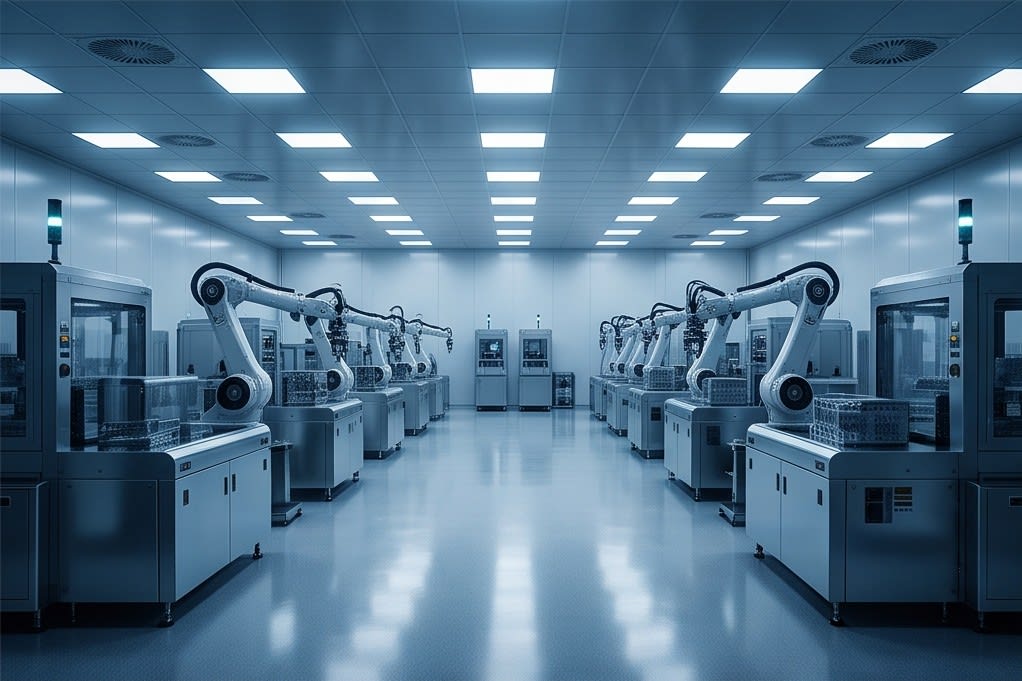 Cleanroom view of an advanced semiconductor manufacturing process