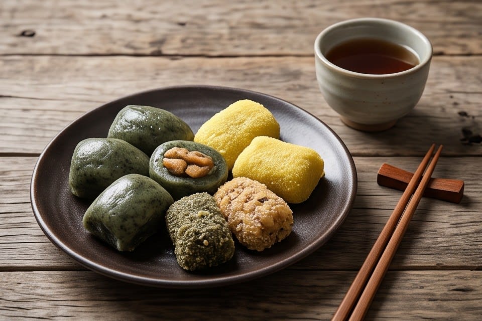 차 한 잔과 함께 정갈하게 차려진 서천의 건강한 떡 상차림