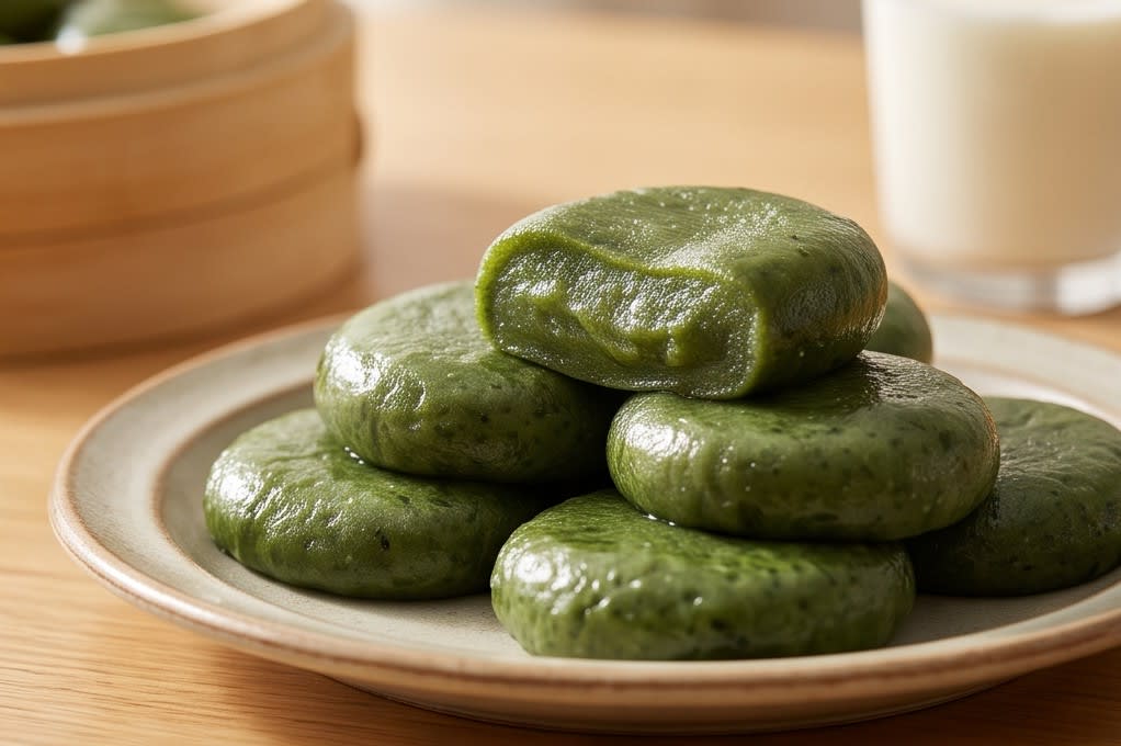 우유와 함께 즐기는 모시떡