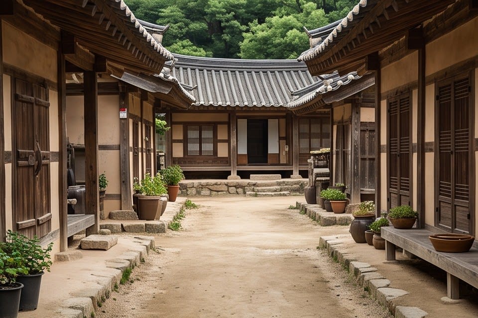 세월의 흔적이 깃든 전통 한옥 공간