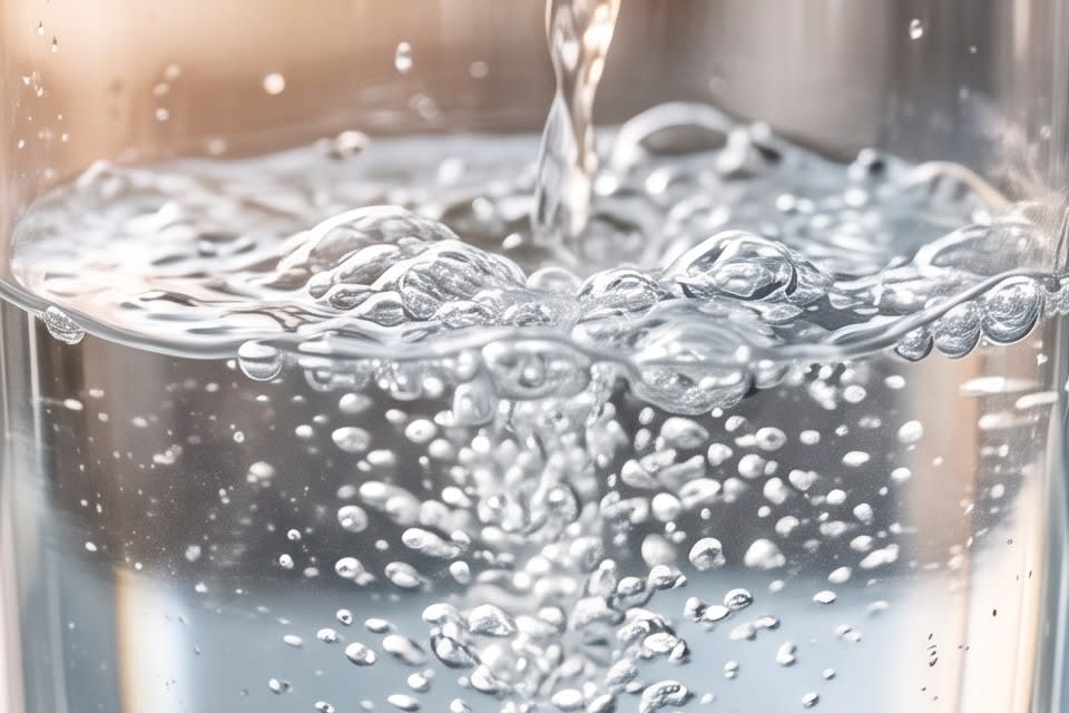 Microbubbles actively forming and collapsing in liquid
