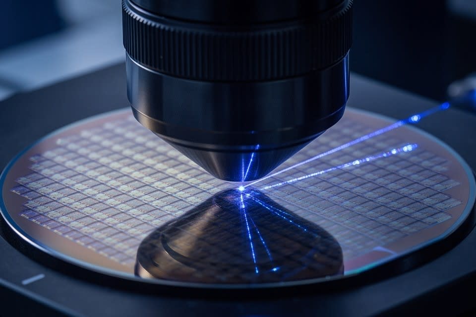 Vision inspection equipment precisely scanning fine patterns on a wafer surface