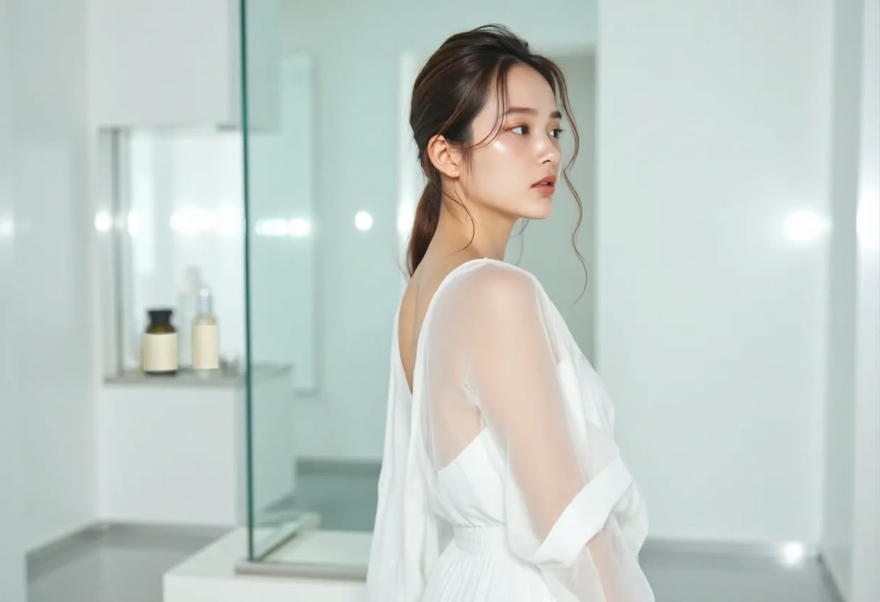 A person with smooth and refined skin texture