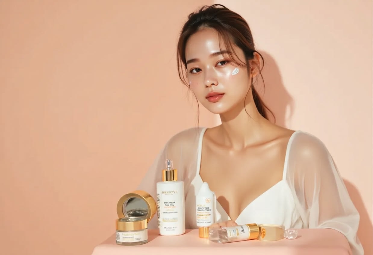 A person applying product to the skin and maintaining a healthy and vibrant condition