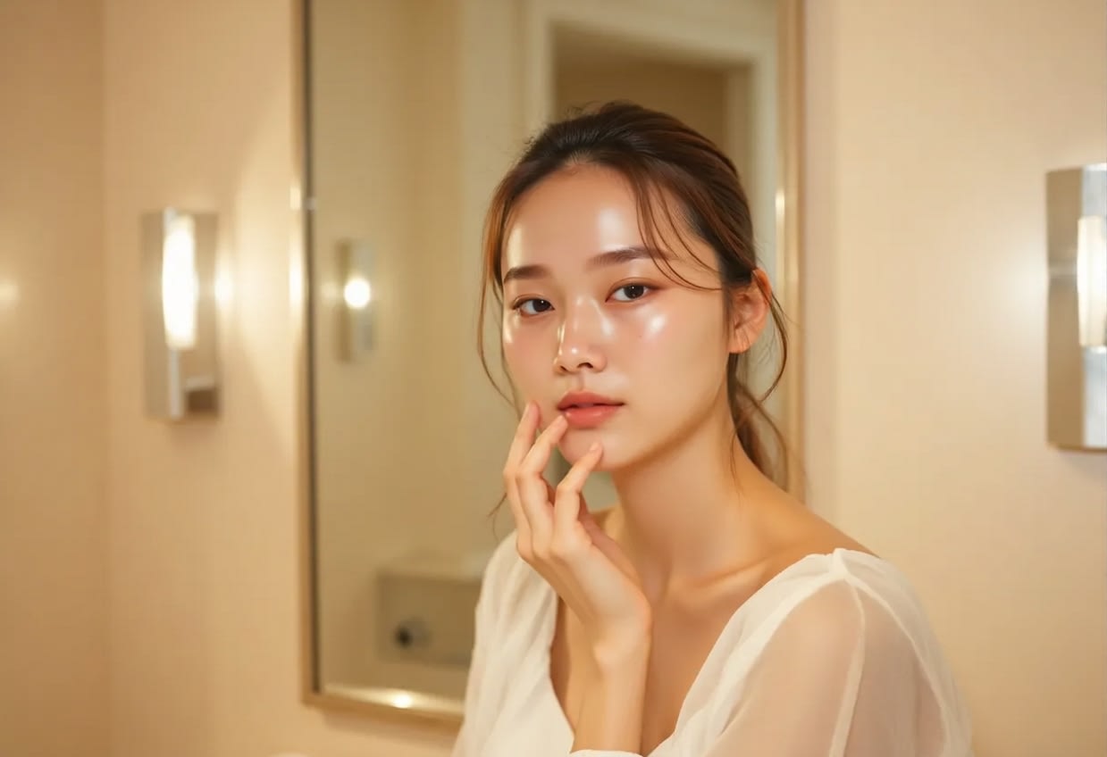 A look showing naturally healthy and refined skin expression