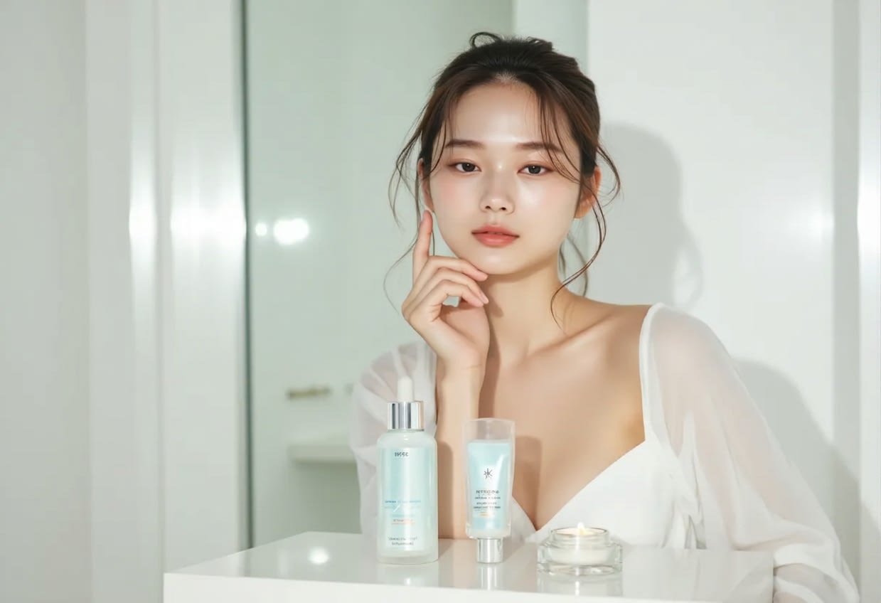 건강하고 깨끗하게 관리된 피부 상태를 보여주는 모델
