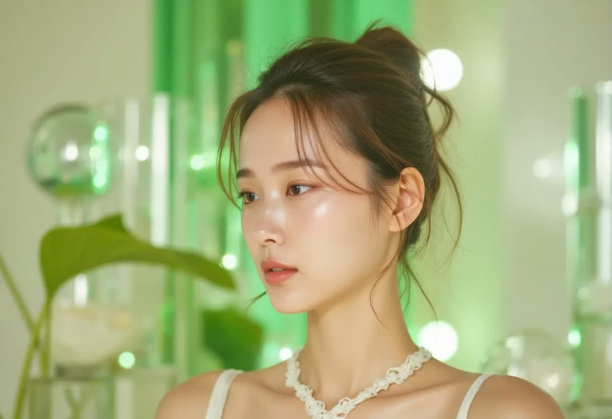 건강하고 맑은 피부 상태를 보여주는 인물의 모습