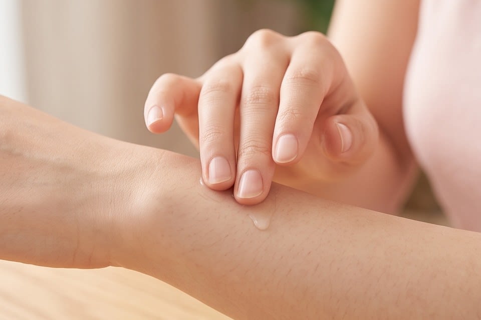 Applying and absorbing skincare product into the skin