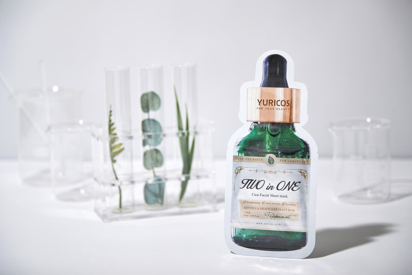 A scene symbolizing ingredient blending principles with laboratory tools and plant specimens