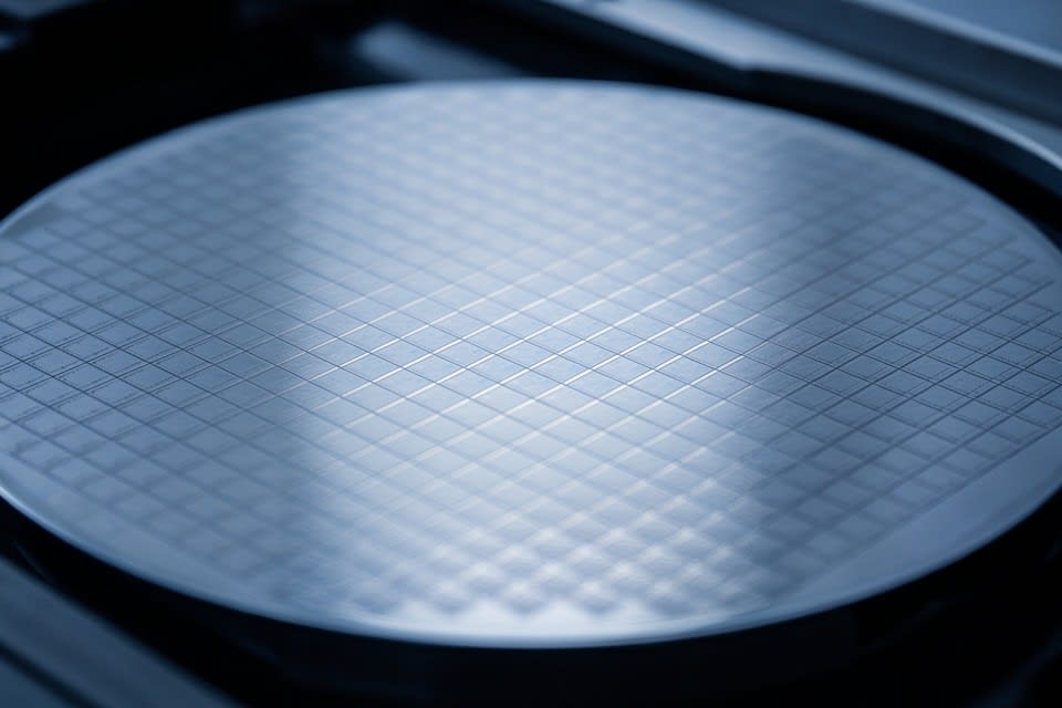 Fine die structures on the surface of a wafer, a key material in semiconductor manufacturing