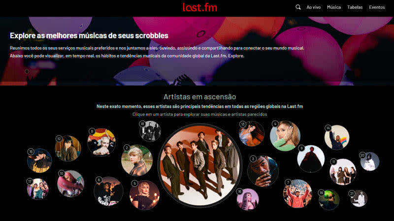 Captura de tela do programa para baixar música Last.fm