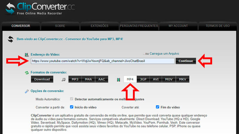 ClipConverter, guia de download, passo 1