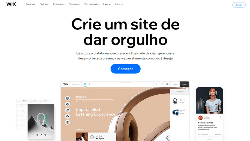 Passo 1 para criar site Wix