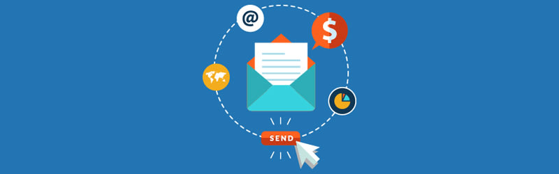 Ilustración con íconos de Email Marketing