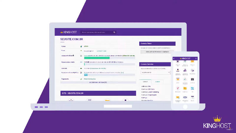 captura de tela do painel de gestao KingHost