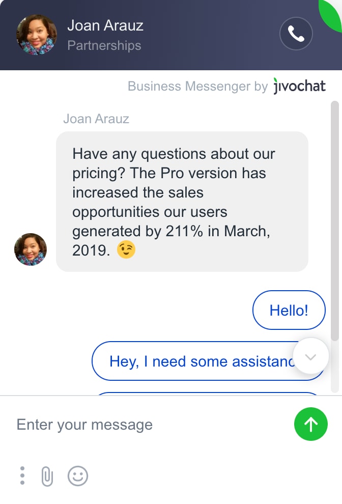 JivoChat live chat window