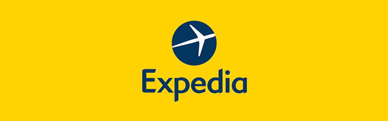 Logo da Expedia em fundo plano