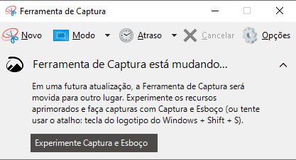 Tela do programa de Ferramenta de Captura do Windows