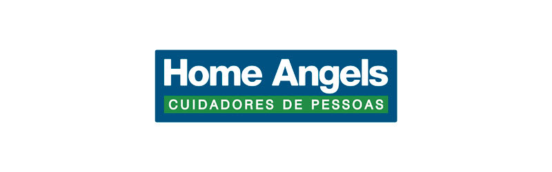 Logo da franquia Home Angels com o slogan "cuidadores de pessoas"