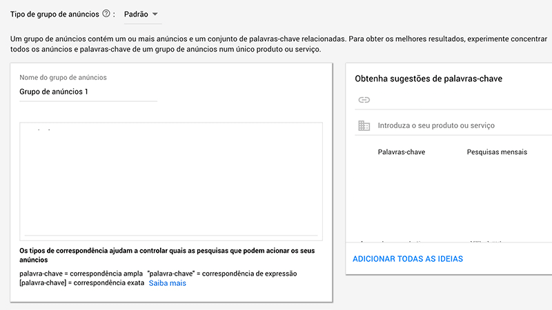 Print screen Google Ads grupo de anúncios