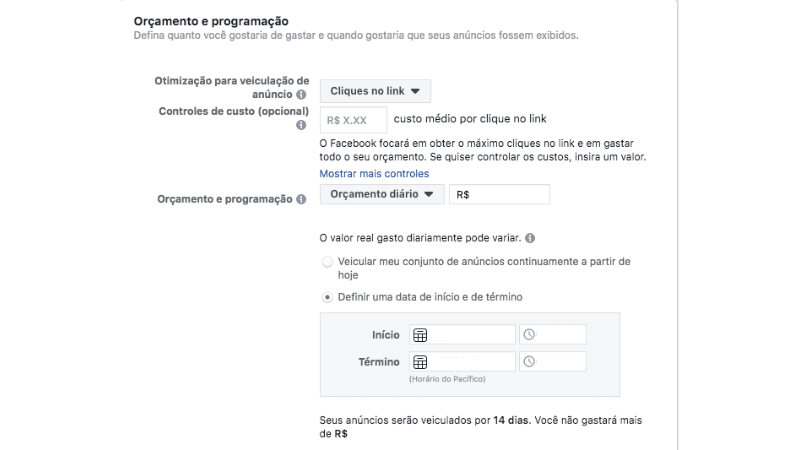 Print Screen de como anunciar no Instagram através do gerenciador de anúncios do Facebook e escolher o destino da sua campanha para gerar tráfego