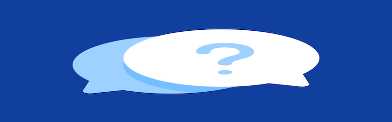 The image shows a speech balloon with a question mark inside it