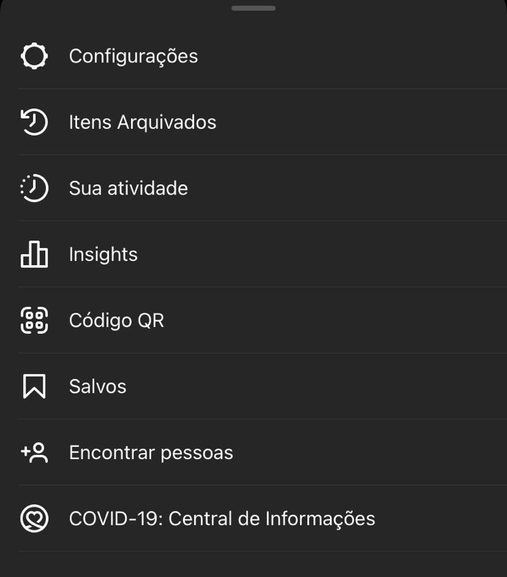 Menu do Instagram