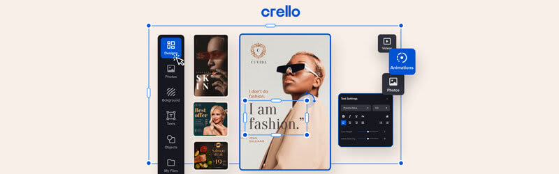 The image shows Crello's edit tools